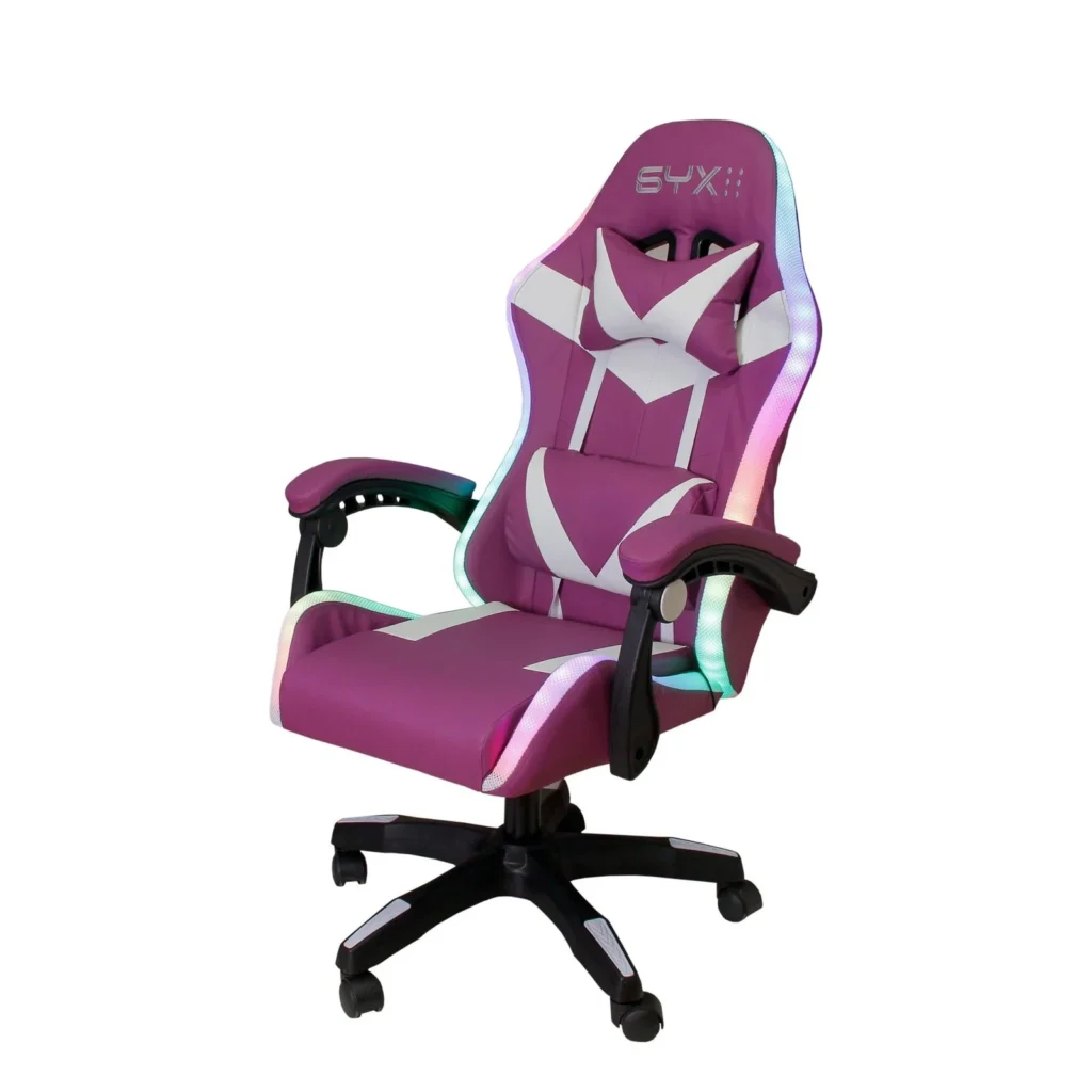 SILLA GAMER SYX GC-S02 PW PURPURA BLANCO RGB - Imagen 2