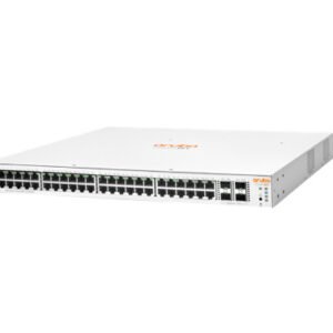 SWITCH 48P Aruba Instant On 1930 48 PoE 370W 4SFP+Especificaciones Técnicas Clave Aruba Instant On 1930 Característica	Detalle SKU	JL686B Marca	Aruba Instant On (Hewlett Packard Enterprise) Tipo de Switch	Gestionado (Capa 2+) Puertos RJ-45	48 x Gigabit Ethernet (10/100/1000 Mbps) Puertos SFP+	4 x 1G/10G SFP+ PoE (Power over Ethernet)	Sí, PoE+ (Clase 4) Presupuesto PoE Total	370W Capacidad de Conmutación	176 Gbit/s Rendimiento	130.95 Mpps Tabla de Direcciones MAC	16000 entradas Número de VLANs	256 Latencia (1Gbps/10Gbps)	2.2 µs / 1.2 µs Memoria Interna / Flash	512 MB SDRAM / 256 MB Flash Procesador	ARM Cortex-A9 (800 MHz) Consumo de Energía (máx.)	520W Factor de Forma	1U, Montaje en Rack Dimensiones (An. x Prof. x Al.)	442.5×322.6×43.9 mm Peso	4.59 kg Rango de Temperatura Operativa	0∘C∼40∘C