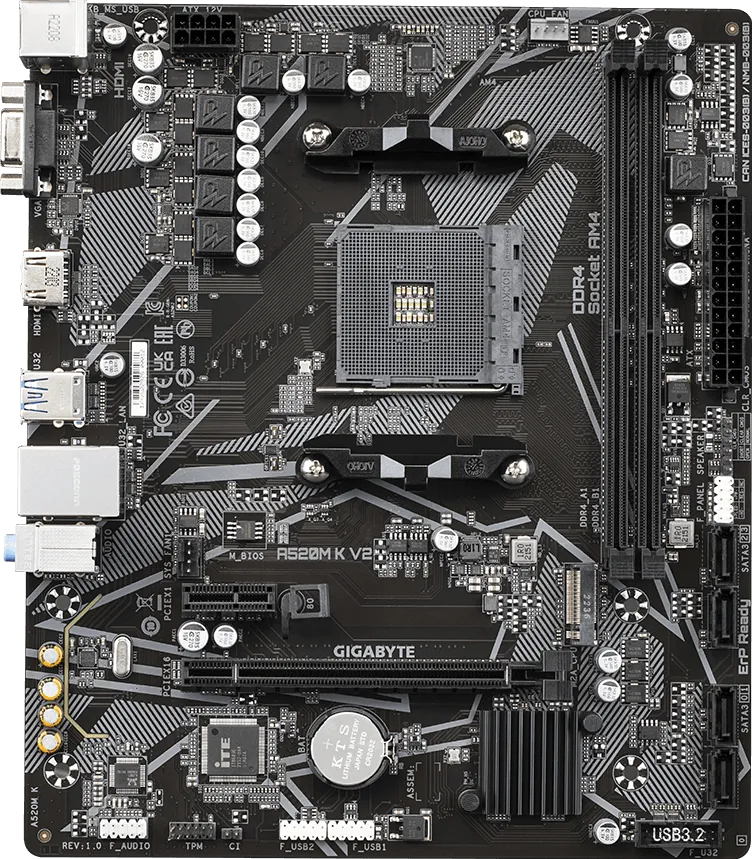 MOTHERBOARD GIGABYTE A520M K V2 AM4 DDR4 - Image 2