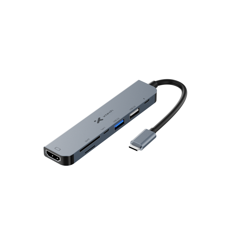ADAPTADOR XTECH, MULTIPUERTO, 7 EN 1 , USB C
