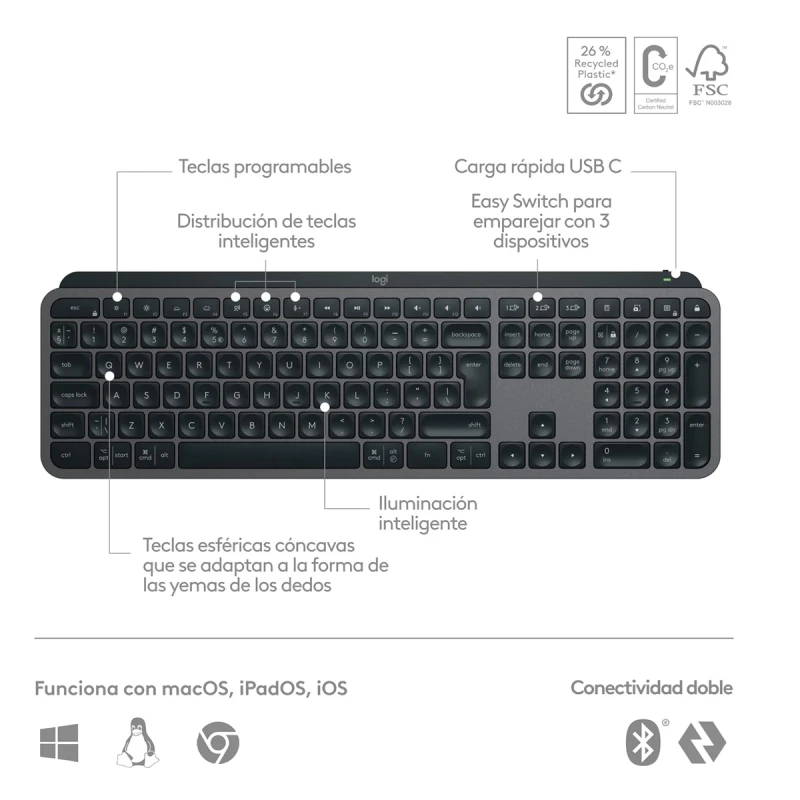 TECLADO INALÁMBRICO LOGITECH MX KEYS S - Image 3