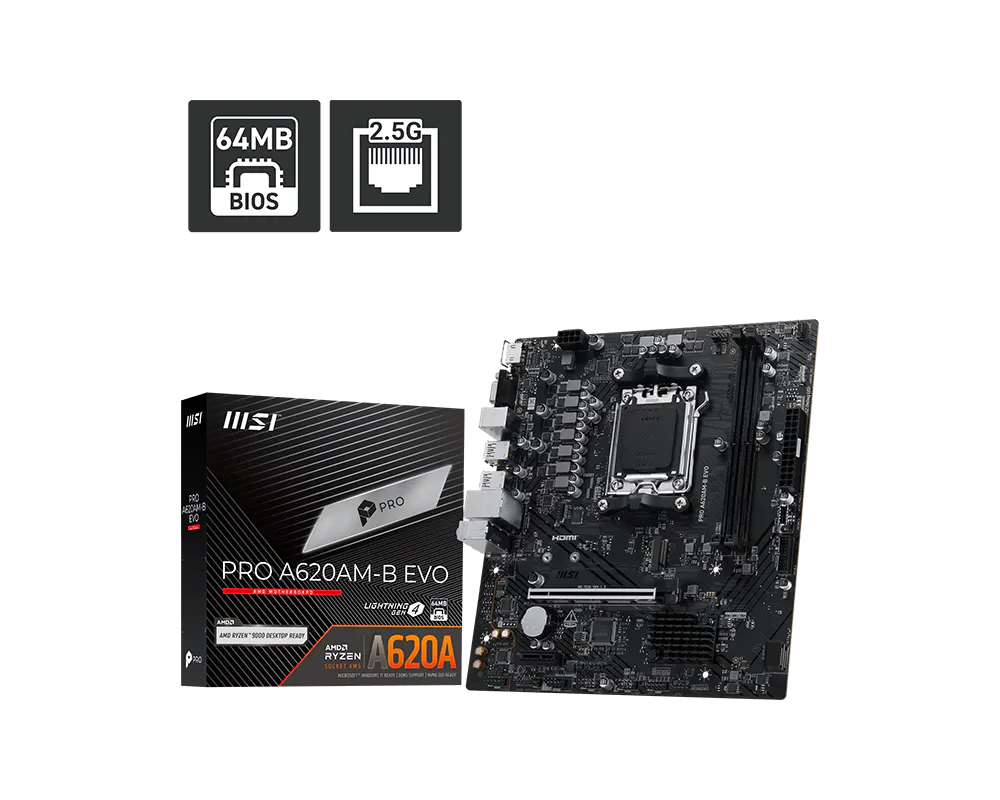 MOTHER MSI AM5 PRO A620AM-B EVO DDR5 BOX M-ATX