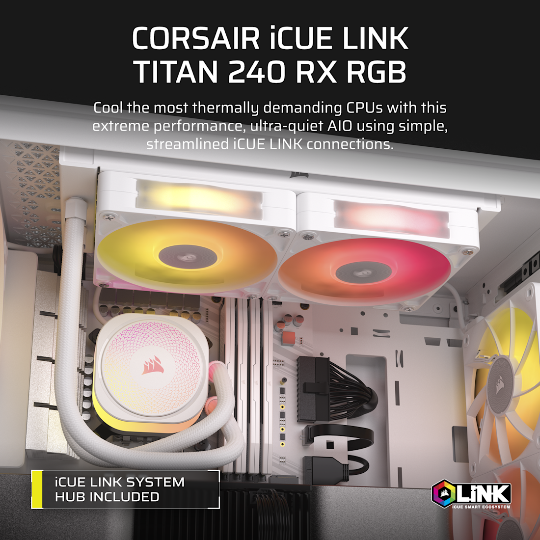 Corsair iCUE LINK TITAN 240 RX RGB Blanco - Vista Caja