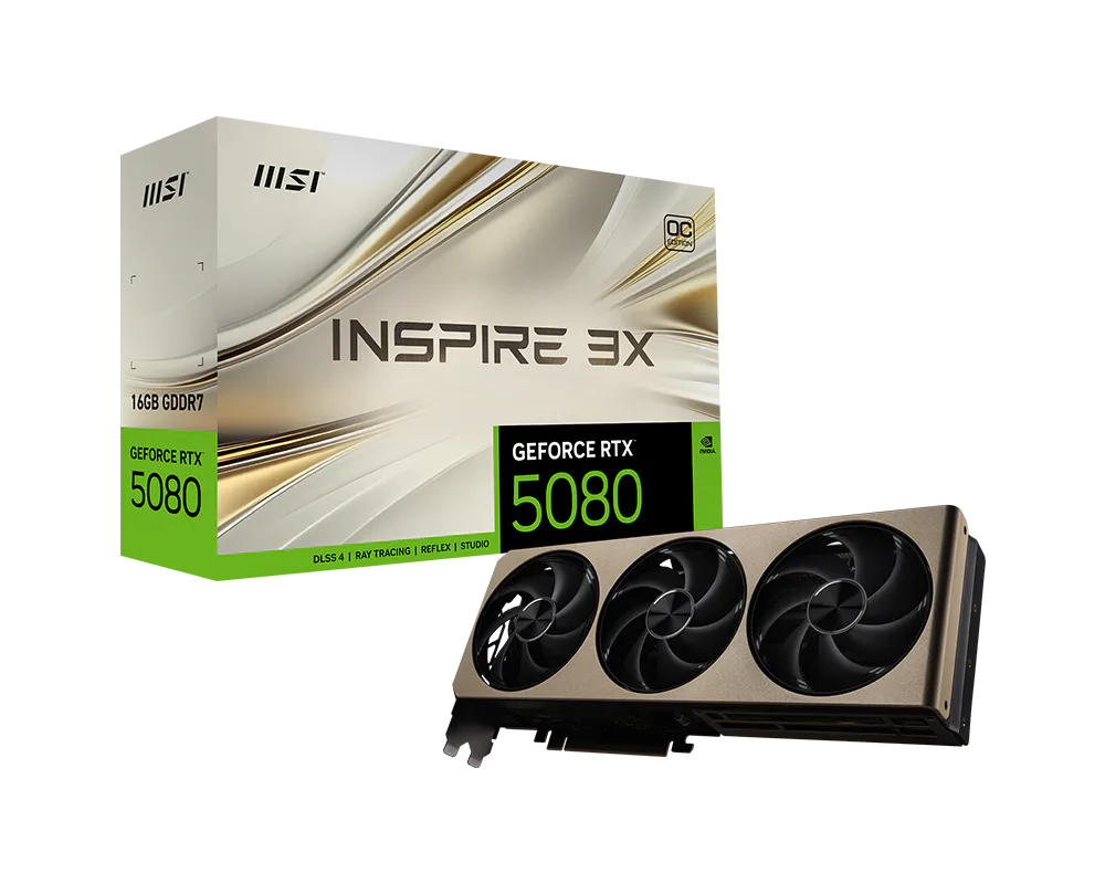 PLACA MSI NVIDIA GEFORCE RTX 5080 16G INSPIRE 3X O