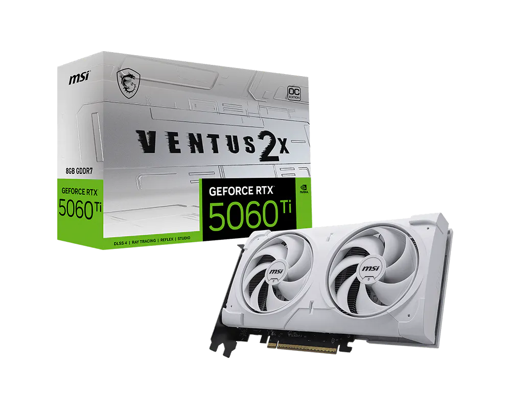 PLACA DE VIDEO MSI NVIDIA GEFORCE RTX 5060 TI 8G VENTUS 2X OC WHITE PLUS