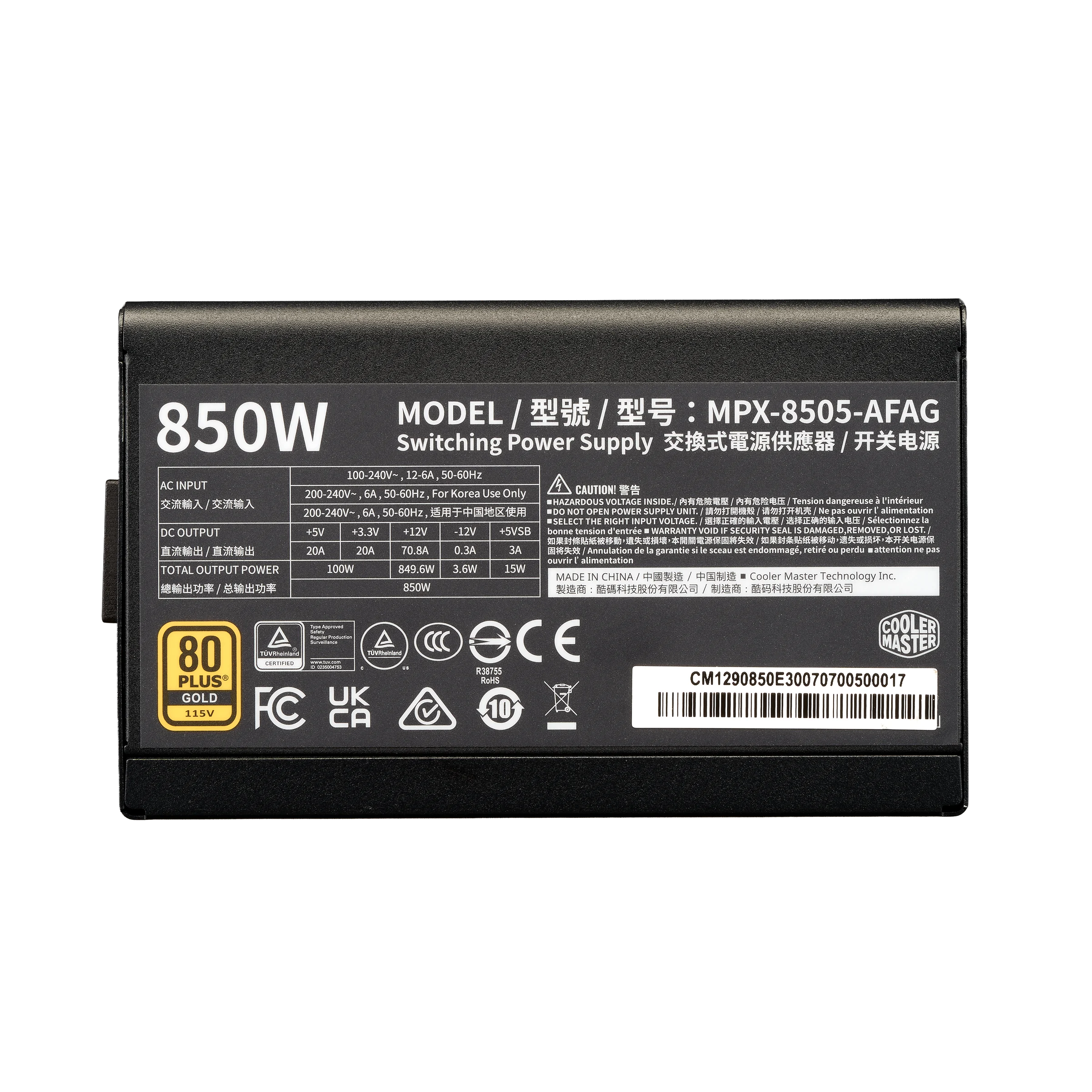 FUENTE COOLER MASTER MWE GOLD V3 ATX 3.1 850W FULL MODULAR 80 PLUS GOLD BLACK - Imagen 2