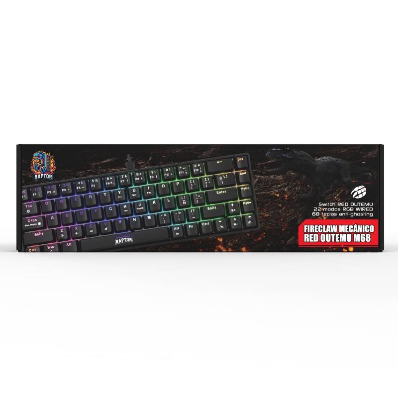 TECLADO GAMER RAPTOR FIRECLAW M68 MECANICO RETROILUMINADO - Imagen 3