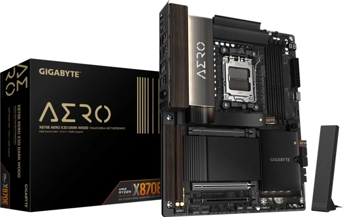 MOTHERBOARD GIGABYTE AERO X870E AM5 DARK WOOD - Imagen 3