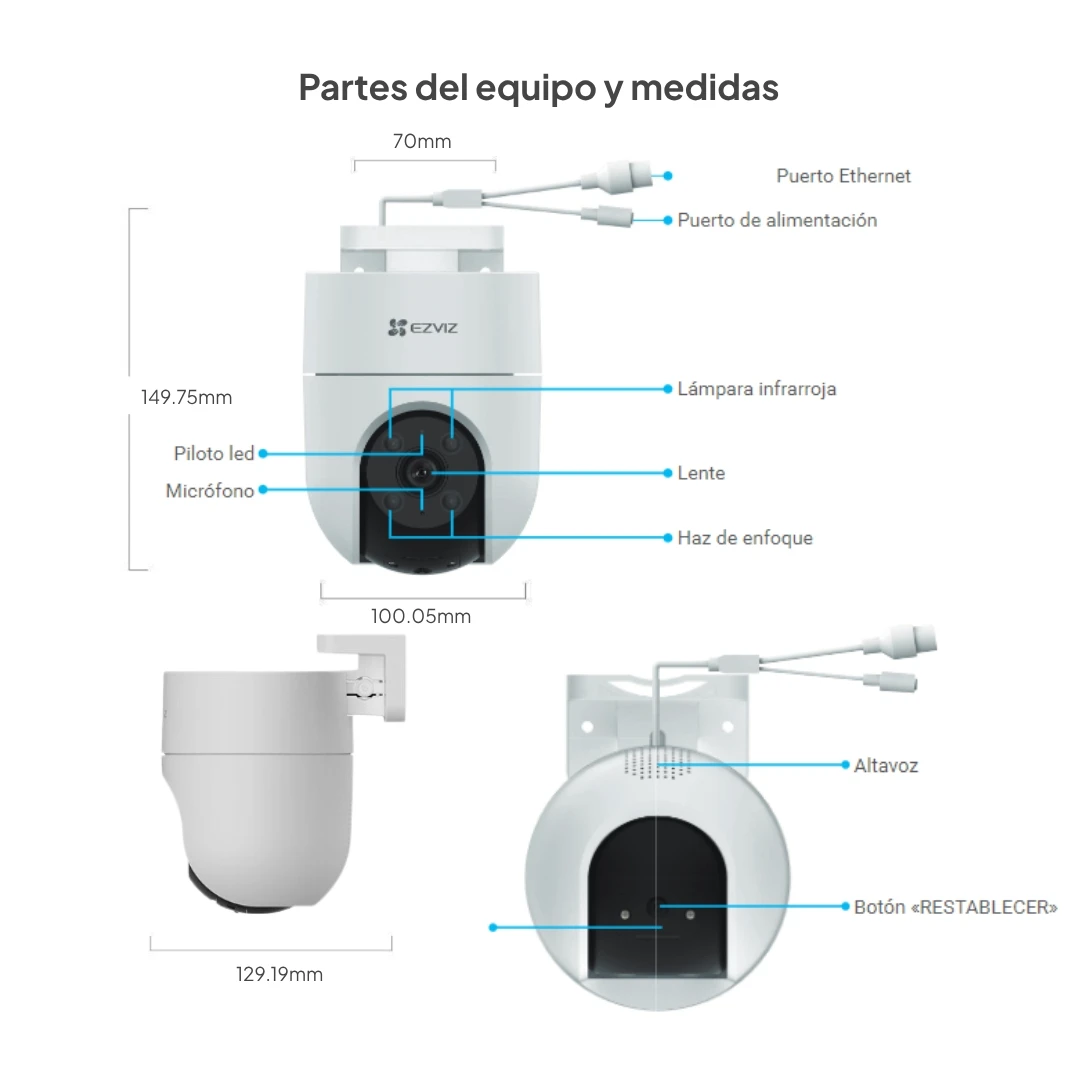 CAMARA IP 5MP EZVIZ H8C 4MM PT 360° EXT 4G+WIFI - Imagen 3