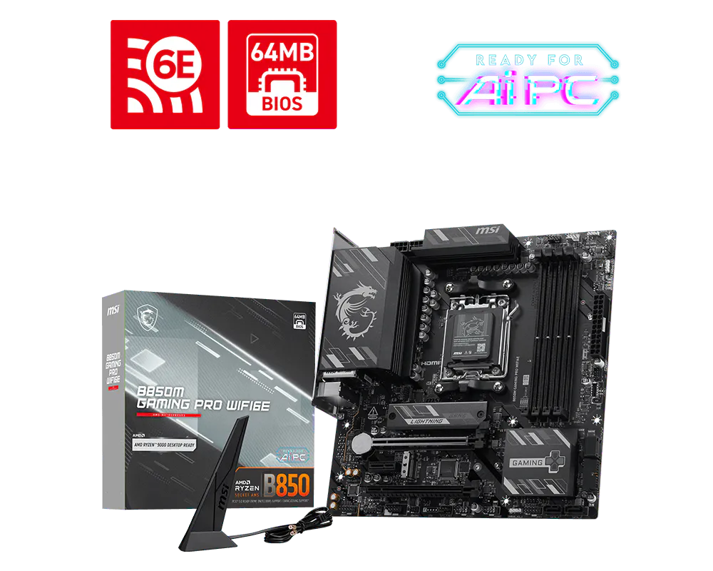 MOTHER MSI AM5 B850M GAMING WIFI6E DDR5 BOX M-ATX